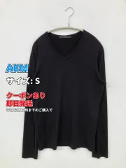 AKM Tシャツ/カットソー S ブラック 無地 Vネック 長袖 ミドル丈 メンズ レディースのサムネイル