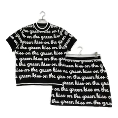 中古 レディース キスオンザグリーン KISS ON THE GREEN セットアップ 4(LL) 黒系 ブラック ニット ロゴ総柄のサムネイル