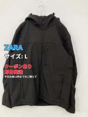 ZARA ザラ アウター L ブラック 無地 ミドル丈 フードあり ジップアップ メンズのサムネイル