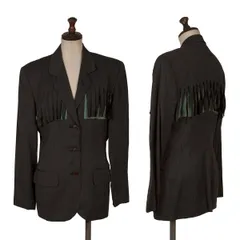 ジャンポールゴルチエ ファムJean Paul GAULTIER FEMME レーヨンウールカッティングフリンジデザインストライプ織りジャケット 黒他40のサムネイル