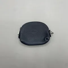 美品　Longchamp ロンシャン　コインケース　小銭入れ　ロゴ型押し　ウィメンズ　男女兼用　レザー　紺　ネイビーのサムネイル