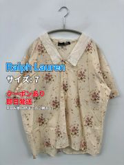 ラルフローレン 絹100ボタニカルフラワー 半袖ブラウス 11号 