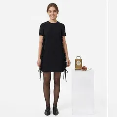 レッドヴァレンティノ RED VALENTINO サイドレースアップ ミニ ワンピース ブラック 黒 リボン 半袖 ドレス 42 L XL 6JU079のサムネイル