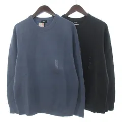 ユニクロ UNIQLO タグ付き ウォッシャブル ストレッチ ミラノリブ クルーネック セーター ニット 2点セット グレー ブルー Lのサムネイル