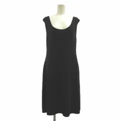 フォクシー ブティック FOXEY BOUTIQUE ニットワンピース ミディ丈 黒 ブラック ノースリーブ スクープネック 無地 /YU ■GY64のサムネイル