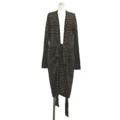 ダイアンフォンファステンバーグ DIANE von FURSTENBERG ロングニットカーディガン 上着 ウール M 茶 ブラウン 黒 ブラック 幾何学模様 長袖 ウエストベルト /YU ■GY64のサムネイル