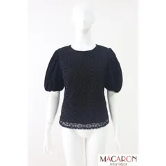 Rene　刺繍レースパフスリーブトップス　6527130　2025年商品　黒/ブラック　エンブロイダリーレース　ルネのサムネイル