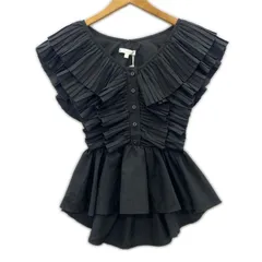 美品  rienda タグ付き フリル ノースリーブブラウス sizeフリー/ブラックのサムネイル