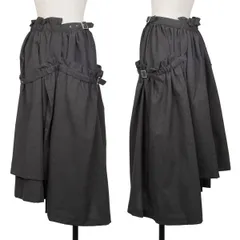 ノアール ケイ ニノミヤnoir kei ninomiya ウールダブルベルトラップレイヤードスカート グレーSのサムネイル