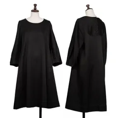 トリココムデギャルソンtricot COMME des GARCONS染めコットンレーヨン光沢バックボタンワンピース 黒Mのサムネイル