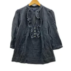 POLO JEANS ポロジーンズ フリル ピンタックブラウス sizeM/チャコールグレーのサムネイル