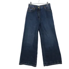 VALENTINO ヴァレンティノ デニムパンツ Vゴールド ウォッシュ加工 Gパン ジーンズ ワイドパンツ ロゴ金具 ボトムス インディゴブルー 25 レディース 【中古】のサムネイル