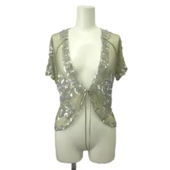 メトリーゼ MAITRESSE シアーボレロ シフォンカーディガン トップス グレー カーキ シアー スパンコール ビーズ 半袖 /YU ■GY99のサムネイル
