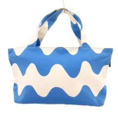 マリメッコ marimekko ハンドバッグ ピックロッキ柄 キャンバス 白 ホワイト 青 ブルー /JS ■GY18のサムネイル