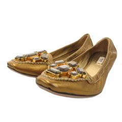 Prada ballet flats, bejeweled, cut stone, size 37, gold color /FF ■GY62