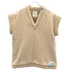 Maison MIHARA YASUHIRO メゾン ミハラヤスヒロ 23AW Padded Knit Vest ダメージ加工パデットニットベスト B11SW502 ベージュ 38