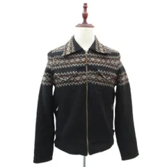 ニーキューイチニーキューゴーオム 291295＝HOMME ニットジャケット F 黒 ブラック 総柄 ジップアップ ミドル丈 /YS5 ■GY58のサムネイル