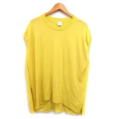スピック&スパン Spick&Span ニット チュニック バックロング リブ コットン 綿 ハイゲージ 半袖 黄 イエロー /NT5のサムネイル