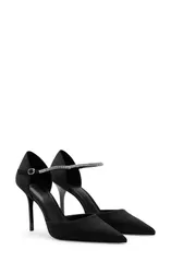 マンゴ レディース シューズ ヒール MANGO Strappy Heeled Pump with Rhinestones Black ブラックのサムネイル