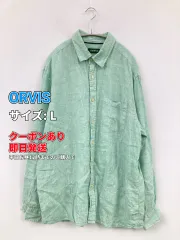 ORVIS オービス シャツ/ブラウス L ライトグリーン リネン・麻 無地 長袖 レギュラーカラー メンズのサムネイル