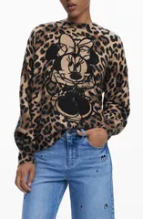 デジグアル レディース アウター パーカー・スウェット セーター Desigual Minnie Mouse Leopard Sweater Brown ブラウンのサムネイル