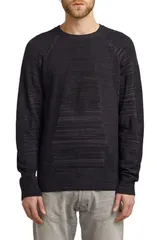 ジースター メンズ アウター パーカー・スウェット クルーネック セーター GSTAR 3D Biker Textureblock Crewneck Sweater Dark Black Asphalのサムネイル