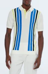 スコッチアンドソーダ メンズ トップス ポロシャツ コットン ニット Scotch Soda Stripe Textured Cotton Knit Polo Swan ストライプのサムネイル