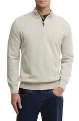 バブアー メンズ アウター パーカー・スウェット ハーフジップ セーター コットン Barbour Cotton Half Zip Sweater Neutralのサムネイル