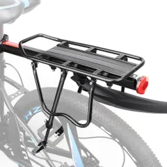 リフレクター付き クロスバイク マウンテンバイク ロードバイク 荷台 サイクリング リアキャリア リアキャリア クイックリリース 軽量 取付工具付き 反射板 固定用ゴム紐 安定 耐荷重80kg ワンタッチ サイクルキャリア アルミニウム合金 泥除け付き 自転車のサムネイル
