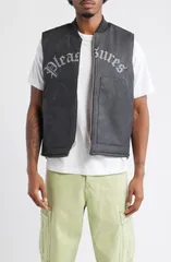 プレジャーズ メンズ アウター ジャケット・ブルゾン ベスト レザー フェイクレザー PLEASURES Horns Reversible Faux Leather Vest Red Black ブラのサムネイル
