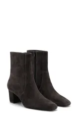 マンゴ レディース シューズ ブーツ・レインブーツ スエード アンクル ヒール MANGO Suede Block Heel Ankle Boot Dark Heather Grey グレーのサムネイル