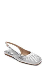アッシュ レディース シューズ パンプス ギャザー Ash Bibi Ruched Square Toe Slingback Flat Silver シルバーのサムネイル