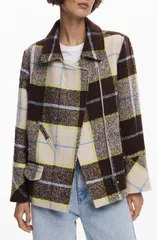 デジグアル レディース アウター ジャケット・ブルゾン コート Desigual Check Plaid Short Overcoat Light Beige ベージュのサムネイル
