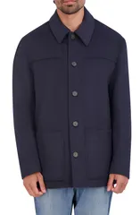コールハーン メンズ アウター ジャケット・ブルゾン ウール シャツ Cole Haan Wool Blend Shirt Jacket Navy ネイビーのサムネイル
