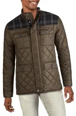 コールハーン メンズ アウター ジャケット・ブルゾン キルティング Cole Haan Signature Mixed Media Quilted Jacket Olive オリーブのサムネイル