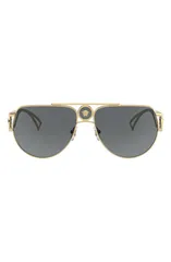 ヴェルサーチ メンズ アクセサリー サングラス・アイウェア Versace 60mm Aviator Sunglasses Gold Grey グレーのサムネイル