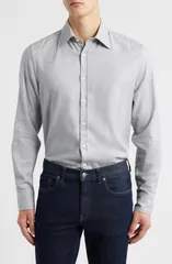 カナーリ メンズ トップス シャツ レギュラーフィット Canali Chevron Regular Fit Dresshirt Light Grey グレーのサムネイル