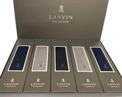 LANVIN COLLECTION ランバン コレクション 靴下 5足セット 未使用品 25-26cm マルチカラー コットン ナイロン メンズ ソックス  服飾小物 紳士用 紳士靴下 ビジネスソックス ワンポイント刺繍 ネイビー ブラック 黒 紺 のサムネイル