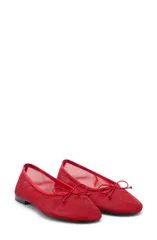 マンゴ レディース シューズ パンプス メッシュ MANGO Mesh Ballerina Flat Red レッドのサムネイル