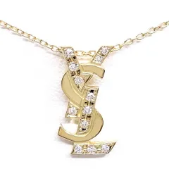【栄】イヴサンローラン K18YG ロゴ ダイヤモンド ネックレス YSL 750YG ジュエリー ヴィンテージのサムネイル
