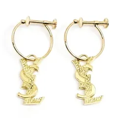 【栄】イヴサンローラン K18YG ロゴ フープ イヤリング YSL 750YG ジュエリー ヴィンテージのサムネイル