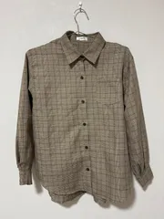 ☆236☆ EVRIS エヴリス グレンチェック シャツ 長袖 オーバーサイズ ブラウン ベージュ サイズF 品番371950400801-01のサムネイル