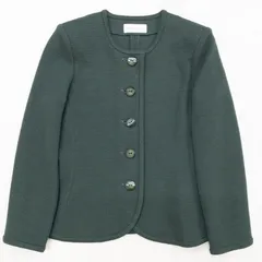 YVES SAINT LAURENT イヴサンローラン ノーカラージャケット ニット ヴィンテージ ウール グリーン 日本製 レディース M b02119のサムネイル