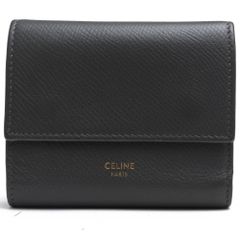 極美✨CELINE 三つ折り財布 トライフォールド レザー ブラック - メルカリ