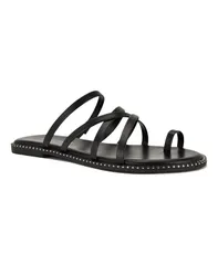 ナインウェスト レディース シューズ スリッポン・ローファー サンダル Nine West Womens Digen Strappy Toe Loop Flat SlipOn Sandals Blacのサムネイル