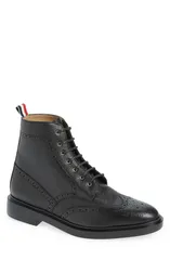 トムブラウン メンズ シューズ ブーツ・レインブーツ ウィングチップ レース Thom Browne Classic Wingtip LaceUp Boot Black ブラックのサムネイル