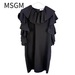 エムエスジーエム MSGM フリルワンピース ブラック 40 半袖 フレアスリーブのサムネイル