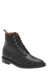 トムブラウン メンズ シューズ ブーツ・レインブーツ ウィングチップ レース Thom Browne Classic Wingtip LaceUp Boot Black ブラックのサムネイル