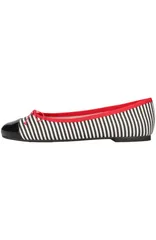 プリティ・バレリーナ レディース シューズ パンプス キャップ Pretty Ballerinas Round Toecap Textile Ballet Flat Blue Stripes ブルーのサムネイル