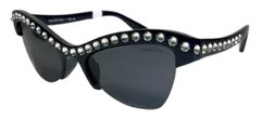 未使用 スワロフスキー サングラス 大粒ストーン SK6043 ブラック　黒　クリスタル ストーン SWAROVSKI 石　ラインストーン レディース フォーマル　のサムネイル